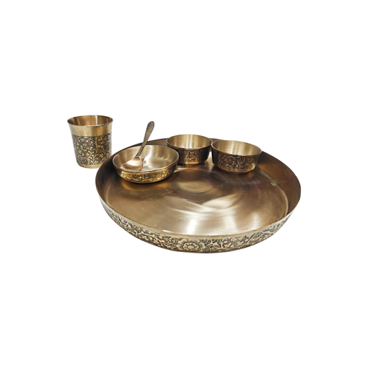 Bronze Dinner Set - Vintage | Oxidised Carving