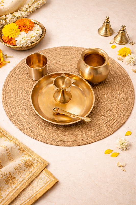 Bronze Pooja Set - Tarbhana with Kalash